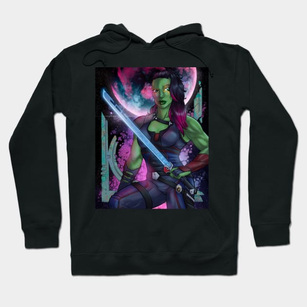 Green Space Warrior Hoodie by jpowersart